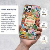 Cute Hawaiian Kids Teal Background Tiki Beach Custom Name Protective Phone Case Mobile Cover Durable Everyday Smartphone Shock Resistant