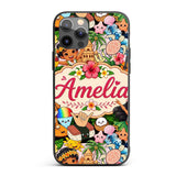 Cute Hawaiian Kids Beige Background Tiki Beach Custom Name Protective Phone Case Mobile Cover Durable Everyday Smartphone Shock Resistant