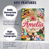 Personalised Name Cute Hawaiian Kids Beige Custom  Unique Gift Idea Elegant Feature Canvas Wall Art Print Decor Picture Ready to Hang