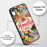 Cute Hawaiian Kids Beige Background Tiki Beach Custom Name Protective Phone Case Mobile Cover Durable Everyday Smartphone Shock Resistant