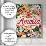 Personalised Name Cute Hawaiian Kids Beige Custom  Unique Gift Idea Elegant Feature Canvas Wall Art Print Decor Picture Ready to Hang