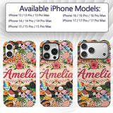 Cute Hawaiian Kids Beige Background Tiki Beach Custom Name Protective Phone Case Mobile Cover Durable Everyday Smartphone Shock Resistant