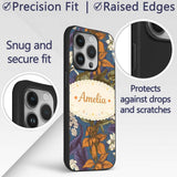 Dark Botanical Floral Vintage Garden Seamless Custom Name Protective Phone Case Mobile Cover Durable Everyday Smartphone Shock Resistant