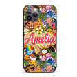 Cute Hawaiian Kids Purple Background Tiki Beach Custom Name Protective Phone Case Mobile Cover Durable Everyday Smartphone Shock Resistant