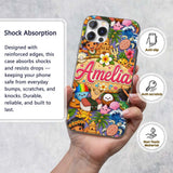 Cute Hawaiian Kids Purple Background Tiki Beach Custom Name Protective Phone Case Mobile Cover Durable Everyday Smartphone Shock Resistant