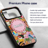 Cute Hawaiian Kids Pink Background Tiki Beach Custom Name Protective Phone Case Mobile Cover Durable Everyday Smartphone Shock Resistant
