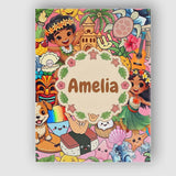 Personalised Name Cute Hawaiian Kids Red Custom  Unique Gift Idea Elegant Feature Canvas Wall Art Print Decor Picture Ready to Hang