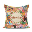 Custom Name Cute Hawaiian Kids Red Background Tiki Beach Cartoon Square Filled Cushion Throw Pillow Sofa Bed Home Decor Zip Washable UK Made