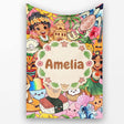 Cute Hawaiian Kids Red Background Tiki Beach Summer Cartoon  Personalised Custom Name Super Soft Fleece Blanket Bed Sofa Throw