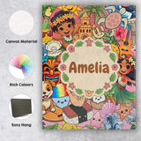 Personalised Name Cute Hawaiian Kids Red Custom  Unique Gift Idea Elegant Feature Canvas Wall Art Print Decor Picture Ready to Hang