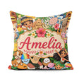 Custom Name Cute Kids White Background Tiki Beach Summer Cartoon Square Filled Cushion Throw Pillow Sofa Bed Home Decor Zip Washable UK Made