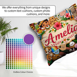 Custom Name Cute Kids White Background Tiki Beach Summer Cartoon Square Filled Cushion Throw Pillow Sofa Bed Home Decor Zip Washable UK Made