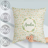 Custom Name Delicate Watercolor Carrot and Herb Seamless Pattern Square Filled Cushion Throw Pillow Sofa Bed Home Decor Zip Washable UK Made
