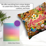 Custom Name Cute Hawaiian Kids Yellow Tiki Beach Summer Cartoon Square Filled Cushion Throw Pillow Sofa Bed Home Decor Zip Washable UK Made
