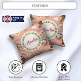 Custom Name Hula Girl Peach Background Tropical Flowers Seamless Square Filled Cushion Throw Pillow Sofa Bed Home Decor Zip Washable UK Made