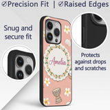Cute Hula Girl Peach Background Tropical Flowers Custom Name Protective Phone Case Mobile Cover Durable Everyday Smartphone Shock Resistant