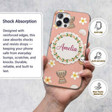 Cute Hula Girl Peach Background Tropical Flowers Custom Name Protective Phone Case Mobile Cover Durable Everyday Smartphone Shock Resistant