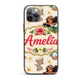 Cute Hula Girl Cream Background Tropical Flowers Custom Name Protective Phone Case Mobile Cover Durable Everyday Smartphone Shock Resistant