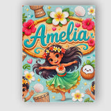 Personalised Name Cute Hula Girl Mint Custom Modern Room Accent Creative Decorator Style Canvas Wall Art Print Decor Picture Ready to Hang