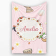 Cute Hula Girl Pink Background Tropical Flowers Coconut Seamless  Personalised Custom Name Super Soft Fleece Blanket Bed Sofa Throw