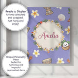 Personalised Name Cute Hula Girl Purple Custom  Modern Room Accent Elegant Feature Canvas Wall Art Print Decor Picture Ready to Hang