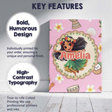 Personalised Name Cute Hula Girl Soft Pink Custom  Unique Gift Idea Elegant Feature Canvas Wall Art Print Decor Picture Ready to Hang