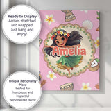 Personalised Name Cute Hula Girl Soft Pink Custom  Unique Gift Idea Elegant Feature Canvas Wall Art Print Decor Picture Ready to Hang