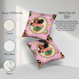 Custom Name Cute Hula Girl Soft Pink Background Tropical Flowers Square Filled Cushion Throw Pillow Sofa Bed Home Decor Zip Washable UK Made