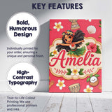 Personalised Name Cute Hula Girl Red Custom Premium Decorative Design Modern Room Accent Canvas Wall Art Print Decor Picture Ready to Hang