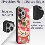 Cute Hula Girl Red Background Tropical Flowers Custom Name Protective Phone Case Mobile Cover Durable Everyday Smartphone Shock Resistant