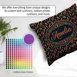Custom Name Night Carrot Tossed Pattern Dark Background Seamless Square Filled Cushion Throw Pillow Sofa Bed Home Decor Zip Washable UK Made