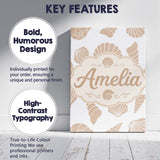 Personalised Name Cute Sea Shells Neutral Custom  Unique Gift Idea Elegant Feature Canvas Wall Art Print Decor Picture Ready to Hang
