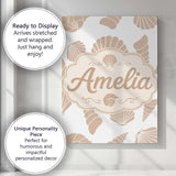 Personalised Name Cute Sea Shells Neutral Custom  Unique Gift Idea Elegant Feature Canvas Wall Art Print Decor Picture Ready to Hang