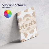 Personalised Name Cute Sea Shells Neutral Custom  Unique Gift Idea Elegant Feature Canvas Wall Art Print Decor Picture Ready to Hang