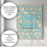Personalised Name Minimal Sea Shells Blue Custom  Unique Gift Idea Elegant Feature Canvas Wall Art Print Decor Picture Ready to Hang