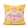 Custom Name Minimal Sea Shells Yellow Pink Seamless Pattern Name Square Filled Cushion Throw Pillow Sofa Bed Home Decor Zip Washable UK Made