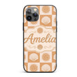Boho Sun And Shells Checkerboard Beige Seamless Custom Name Protective Phone Case Mobile Cover Durable Everyday Smartphone Shock Resistant
