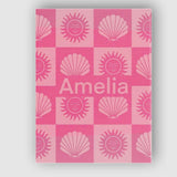 Personalised Name Boho Sun And Shells Custom Modern Room Accent Creative Decorator Style Canvas Wall Art Print Decor Picture Ready to Hang