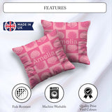 Custom Name Boho Sun And Shells Pink Seamless Pattern Name Cute Square Filled Cushion Throw Pillow Sofa Bed Home Decor Zip Washable UK Made