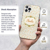 Light Minimal Carrot and Leaf Botanical Seamless Custom Name Protective Phone Case Mobile Cover Durable Everyday Smartphone Shock Resistant