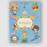 Personalised Name Cute Summer Beach Kids Custom  Unique Gift Idea Elegant Feature Canvas Wall Art Print Decor Picture Ready to Hang