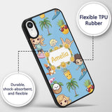 Cute Summer Beach Kids Surfing Sun Pineapple Dog Custom Name Protective Phone Case Mobile Cover Durable Everyday Smartphone Shock Resistant