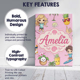 Personalised Name Cute Summer Beach Kids Custom  Unique Gift Idea Elegant Feature Canvas Wall Art Print Decor Picture Ready to Hang