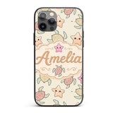 Cute Sea Turtles And Starfish Printed Design Custom Name Protective Phone Case Mobile Cover Durable Everyday Smartphone Shock Resistant