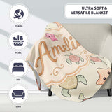 Cute Sea Turtles And Starfish Kawaii Ocean Seamless Pattern Name  Personalised Custom Name Super Soft Fleece Blanket Bed Sofa Throw