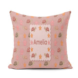Custom Name Sea Turtles And Starfish Peach Seamless Pattern Name Square Filled Cushion Throw Pillow Sofa Bed Home Decor Zip Washable UK Made