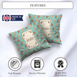 Custom Name Sea Turtles And Starfish Teal Seamless Pattern Name Square Filled Cushion Throw Pillow Sofa Bed Home Decor Zip Washable UK Made