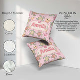 Custom Name Sea Turtles And Starfish Pink Ocean Seamless Pattern Square Filled Cushion Throw Pillow Sofa Bed Home Decor Zip Washable UK Made