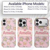 Cute Sea Turtles And Starfish Kawaii Pink Ocean Custom Name Protective Phone Case Mobile Cover Durable Everyday Smartphone Shock Resistant
