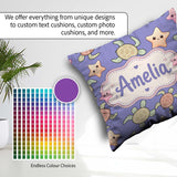 Custom Name Sea Turtles And Starfish Kawaii Purple Ocean Pattern Square Filled Cushion Throw Pillow Sofa Bed Home Decor Zip Washable UK Made